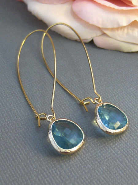 Aquamarine,Earring,Gold Earrings,Teal,Aqua, Aquamarine,Blue,Wedding,Bride,Anthropologie. Handmade jewelery by valleygirldesigns.