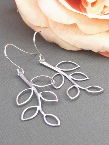 Olive Branch,Silver Twig Earring,Wedding Jewelry,Branch Earring,Twig Earring,Leaf Earring,Tree Earring,Silver Earring,Wedding,Bridemaid