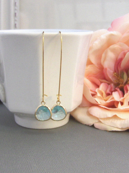 Aquamarine,Earring,Gold Earrings,Teal,Aqua, Aquamarine,Blue,Wedding,Bride,Anthropologie. Handmade jewelery by valleygirldesigns.