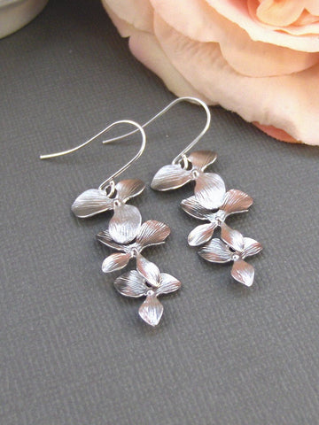 Silver Cascade,Flower Earring,Sterling Silver Earring,Silver Earrings,Wedding Jewelry,Sterling Silver,Cherry Blossom Earring valleygirldesig
