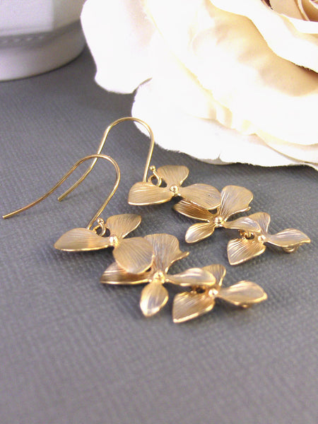 Gold Cascade,Earring,Gold Earrings,Wedding Jewelery,Orchid,Gold Filled,Bride,Flower.Blossom, Handmade jewelery by valleygirldesigns on Etsy.