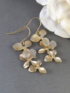 Gold Cascade,Earring,Gold Earrings,Wedding Jewelery,Orchid,Gold Filled,Bride,Flower.Blossom, Handmade jewelery by valleygirldesigns on Etsy.