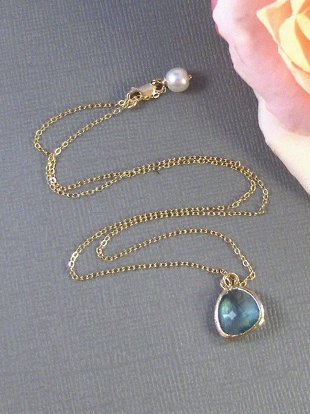 Rain Drop, Gold Necklace, Aquamarine Necklace,Bride,Wedding,Aquamarine,Blossom,Aqua. Handmade jewelery by valleygirldesigns on Etsy.
