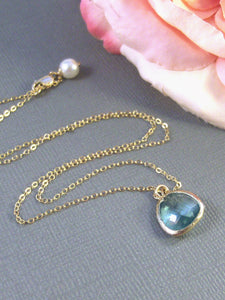 Rain Drop, Gold Necklace, Aquamarine Necklace,Bride,Wedding,Aquamarine,Blossom,Aqua. Handmade jewelery by valleygirldesigns on Etsy.