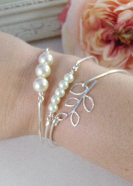Silver Blossoms,Bracelet,Sterling,Cherry Blossom,Silver Bracelet,Blossom,Bangle,Wedding,Personalize. Handmade jewelry by valleygirldesigns