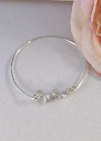 Silver Blossoms,Bangle Bracelet,Silver Bangle,Flower Bracelet,Flower Bangle,Sterling Silver Bracelet,Cherry Blossom,Blossomvalleygirldesigns