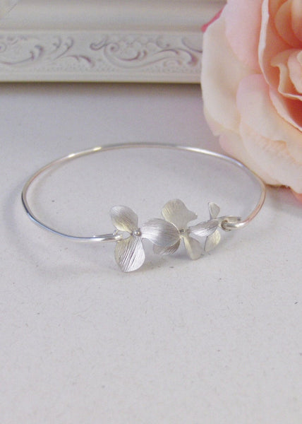 Silver Blossoms,Bangle Bracelet,Silver Bangle,Flower Bracelet,Flower Bangle,Sterling Silver Bracelet,Cherry Blossom,Blossomvalleygirldesigns