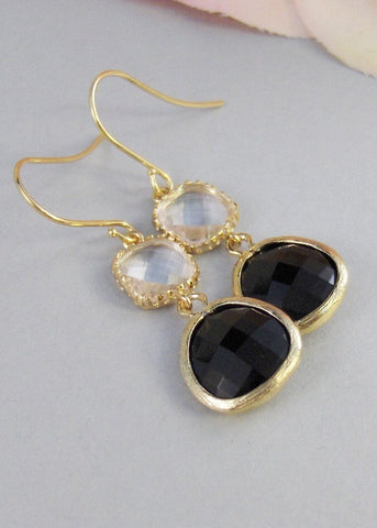 Eternity,Earrings,Gold Earrings,Pink,Diamond Earrings,Gold,Black,Wedding,Black,Diamond. Handmade jewelery by valleygirldesigns on Etsy.