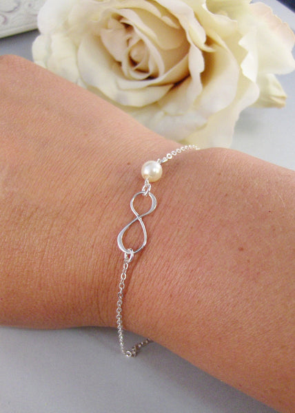 Infinity,Bracelet,Flower Girl,Sterling Silver,Infinite,Flower Girl Gift,Silver Bracelet,Pearl,Wedding.Handmade jewelry by valleygirldesigns.
