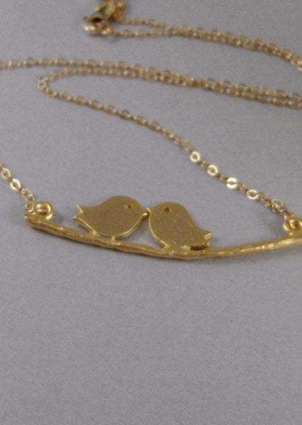 Mia,Gold Necklace,Gold,Bird, Necklace,Wedding Jewelry, Love,Bride,Kissing,Wedding. Handmade Jewelry by valleygirldesigns on Etsy.
