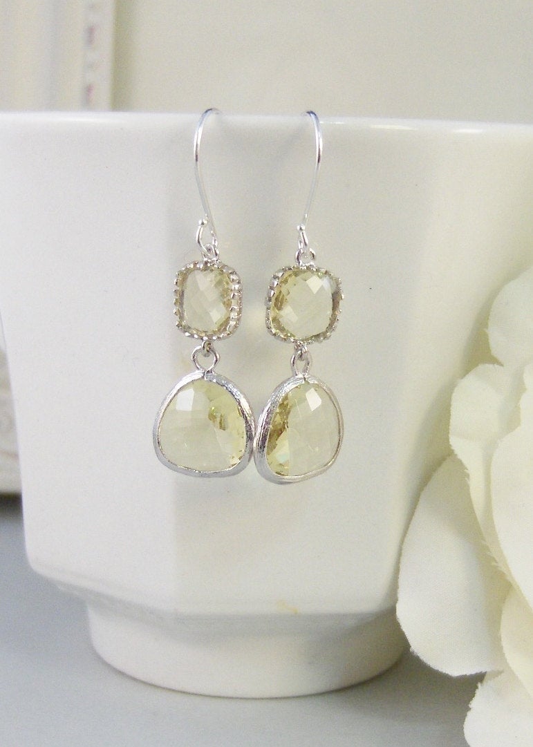 Alexa, Earring,Silver Earrings,Yellow,Topaz,November, Birthstone,Wedding,Bride,Diamond Earringl. Handmade jewelery by valleygirldesigns.