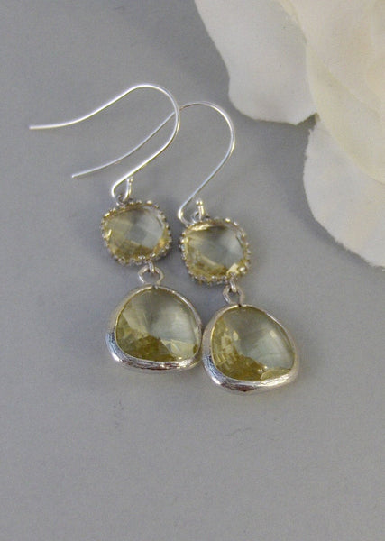 Alexa, Earring,Silver Earrings,Yellow,Topaz,November, Birthstone,Wedding,Bride,Diamond Earringl. Handmade jewelery by valleygirldesigns.