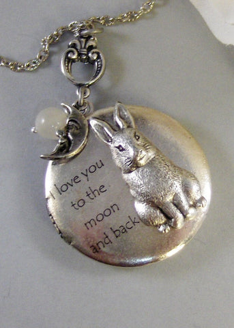 Somebunny Loves You,Locket,Silver Locket,Rabbit,Bunny,Antique Locket,Antique,Woodland,Love You. Handmade jewelry by valleygirldesigns.