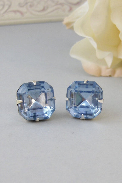 Sea Princess,Sapphire Earrings,Vintage Earrings, Earrings,Silver Earrings,Blue ,Rhinestone.  Handmade Jewelry by valleygirldesigns on Etsy.