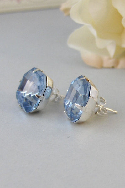 Sea Princess,Sapphire Earrings,Vintage Earrings, Earrings,Silver Earrings,Blue ,Rhinestone.  Handmade Jewelry by valleygirldesigns on Etsy.