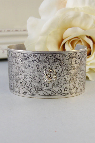 Bella's Bloom,Bracelet,Cuff,Silver Bracelet,Cuff Bracelet,Silver,Antique Bracelet,Wedding,Bride.Handmade Jewelry by valleygirldesigns.