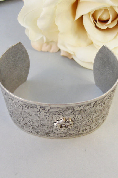 Bella's Bloom,Bracelet,Cuff,Silver Bracelet,Cuff Bracelet,Silver,Antique Bracelet,Wedding,Bride.Handmade Jewelry by valleygirldesigns.