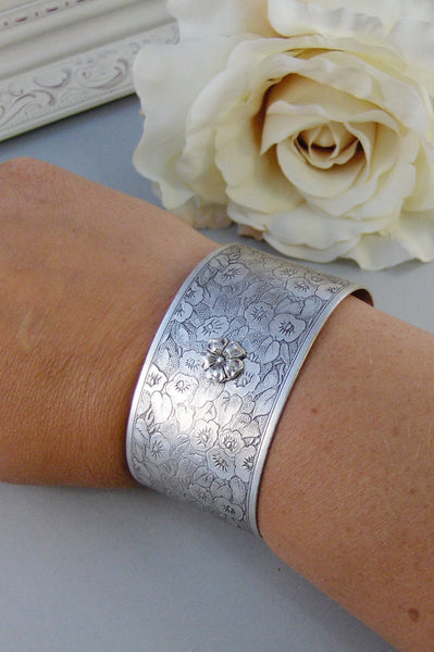 Bella's Bloom,Bracelet,Cuff,Silver Bracelet,Cuff Bracelet,Silver,Antique Bracelet,Wedding,Bride.Handmade Jewelry by valleygirldesigns.