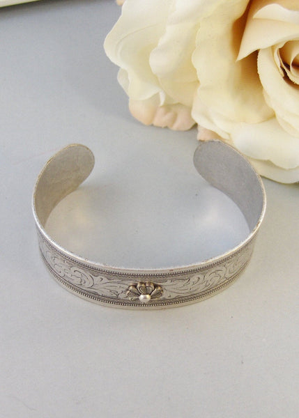 Tiny Blossom,Bracelet,Cuff,Silver Bracelet,Cuff Bracelet,Bracelet,Silver,Antique Bracelet,Wedding.Handmade Jewelry by valleygirldesigns.