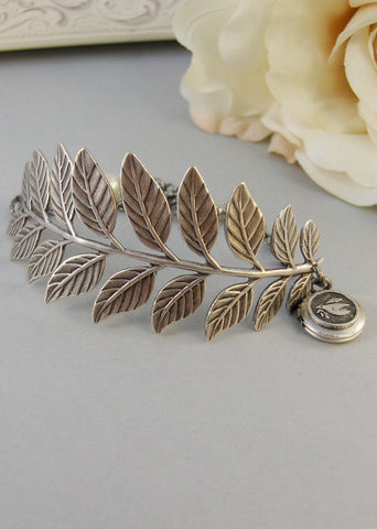 Peace Branch,Bracelet,Silver Bracelet,Bracelet,Silver,Antique Bracelet,Branch,Fern,Bird,Locket,Peace. Jewelry by valleygirldesigns.