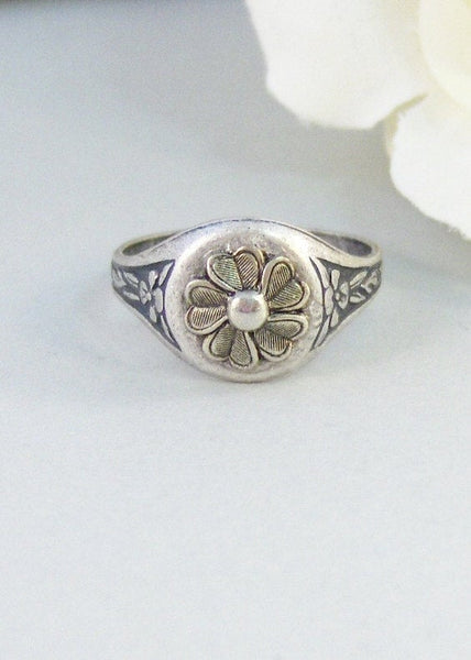 Sea Blossom,Ring,Silver Ring,Silver Blossom,Ring,Flower Ring,Antique Ring,Antique Silver,Victorian,Handmade jewelery by valleygirldesigns.