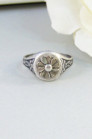 Sea Blossom,Ring,Silver Ring,Silver Blossom,Ring,Flower Ring,Antique Ring,Antique Silver,Victorian,Handmade jewelery by valleygirldesigns.
