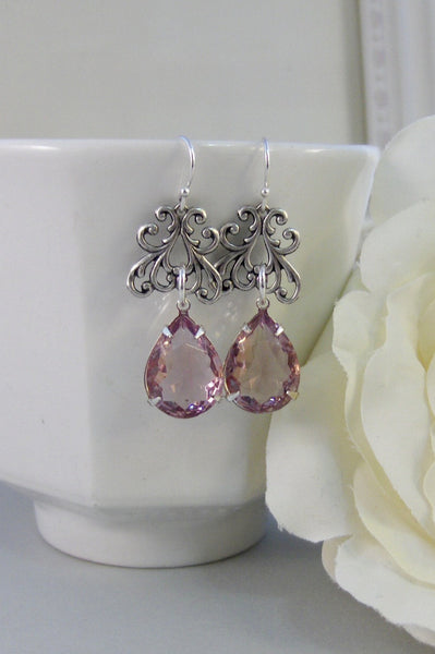 Adaliz ,Earring,Vintage Earrings,Pink,Pink Earrings,Lavender,Amethyst,Rhinestone. Handmade Jewelry by valleygirldesigns.