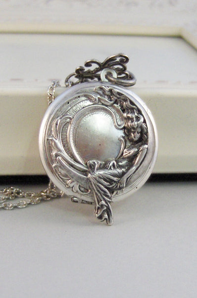 Moon Goddess,Moon Necklace,Goddess Necklace,Crescent Moon,Moon Jewelry,Goddess Jewelry,Moon Locket,Goddess Locket,Girl in Moon,valleygirl