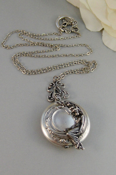 Moon Goddess,Moon Necklace,Goddess Necklace,Crescent Moon,Moon Jewelry,Goddess Jewelry,Moon Locket,Goddess Locket,Girl in Moon,valleygirl