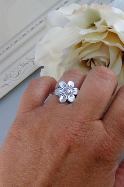 SALE Posey,Ring,Silver Ring,Silver Blossom,Ring,Flower Ring,Antique Ring,Antique Silver,Victorian,Handmade jewelery by valleygirldesigns.