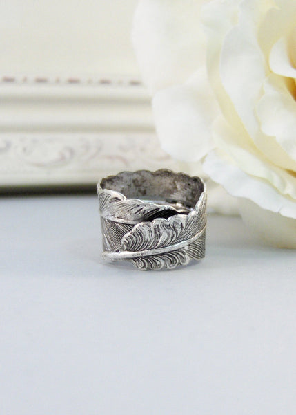 Silver Feather,Ring,Silver,FeatherRing,Antique Ring,Silver Ring,,Wedding,Bridesmaid,Silver Feather Ring,Feather,Bird  valleygirldesigns.