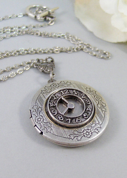 Vintage Timekeeper,Locket,Silver Locket,Watch,Clock,Antique Locket,Antique,Steampunk,Time. Handmade jewelry by valleygirldesigns.