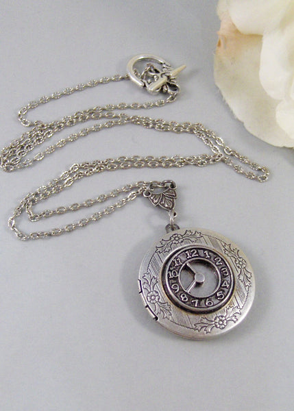 Vintage Timekeeper,Locket,Silver Locket,Watch,Clock,Antique Locket,Antique,Steampunk,Time. Handmade jewelry by valleygirldesigns.