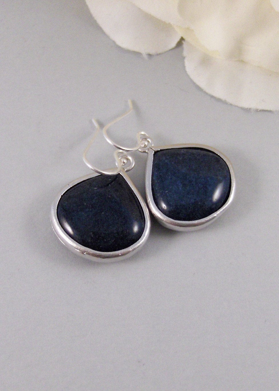 Blue Sand,Earrings,Blue Earrings,Silver Earrings,Blue,Navy,Sterling Silver,Bride,Jade,Wedding,Handmade by Valleygirldesigns on Etsy