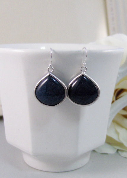 Blue Sand,Earrings,Blue Earrings,Silver Earrings,Blue,Navy,Sterling Silver,Bride,Jade,Wedding,Handmade by Valleygirldesigns on Etsy