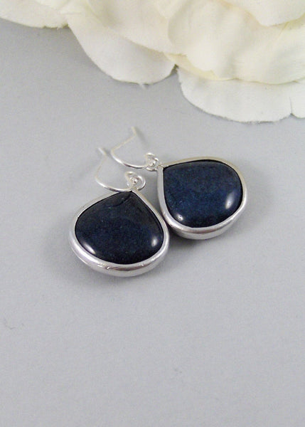 Blue Sand,Earrings,Blue Earrings,Silver Earrings,Blue,Navy,Sterling Silver,Bride,Jade,Wedding,Handmade by Valleygirldesigns on Etsy