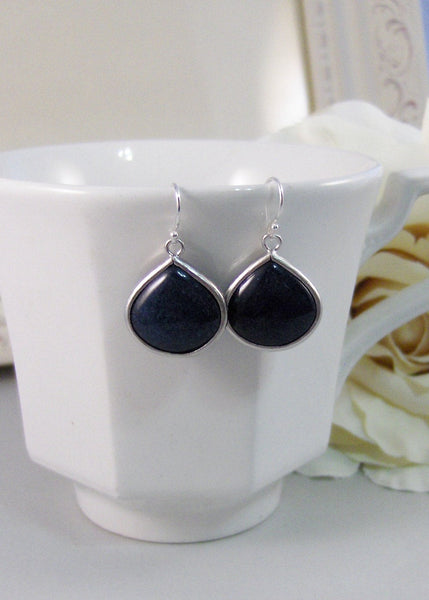 Blue Sand,Earrings,Blue Earrings,Silver Earrings,Blue,Navy,Sterling Silver,Bride,Jade,Wedding,Handmade by Valleygirldesigns on Etsy