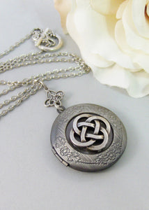 Celtic Talisman,Locket,Silver Locket,Celtic Locket, Antique Locket,Celtic Knot,Irish,Lucky,Shamrock. Handmade jewelry by valleygirldesigns