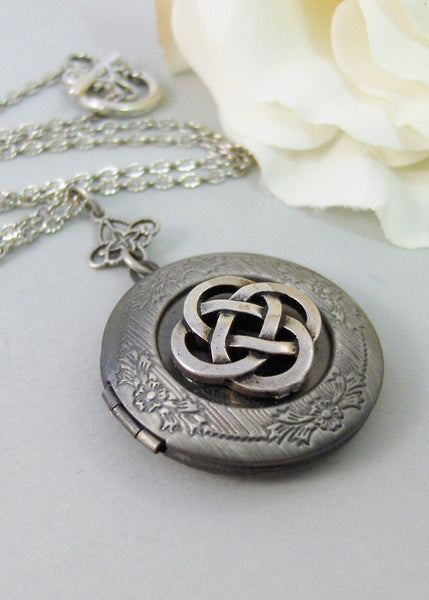 Celtic Talisman,Locket,Silver Locket,Celtic Locket, Antique Locket,Celtic Knot,Irish,Lucky,Shamrock. Handmade jewelry by valleygirldesigns