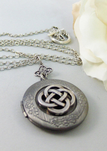 Celtic Talisman,Locket,Silver Locket,Celtic Locket, Antique Locket,Celtic Knot,Irish,Lucky,Shamrock. Handmade jewelry by valleygirldesigns