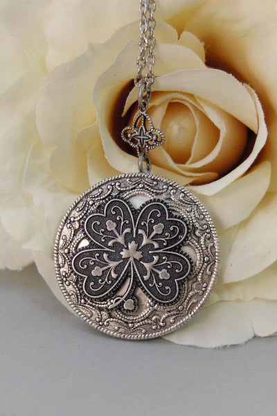 Irish Shamrock,Irish Necklace,Shamrock Necklace,Clover Necklace,Irish Locket,Irish Jewelry,Shamrock Locket,Saint Patricks valleygirldesigns