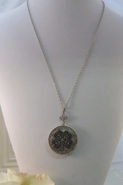 Irish Shamrock,Locket,Shamrock,Antique Locket,Silver Locket,Clover,Luck,Irish,Lucky, Shamrock,Love. Handmade jewelry by valleygirldesigns