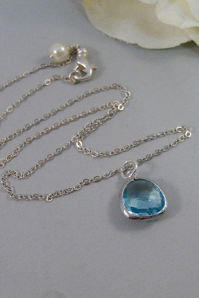 Clearwater Blue,Necklace,Silver Necklace,Sapphire Necklace,Sapphire,Sterling Silver,Blue,Wedding. Handmade jewelery by valleygirldesigns.