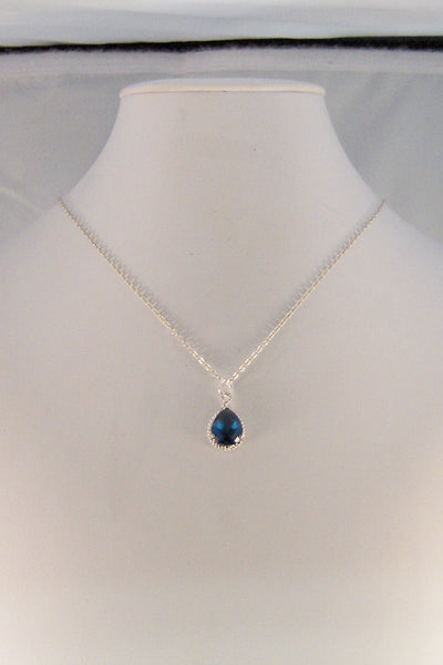 Something Blue,Necklace,Silver Necklace,Sapphire Necklace,Sapphire,Sterling Silver,Blue,Wedding. Handmade jewelery by valleygirldesigns.