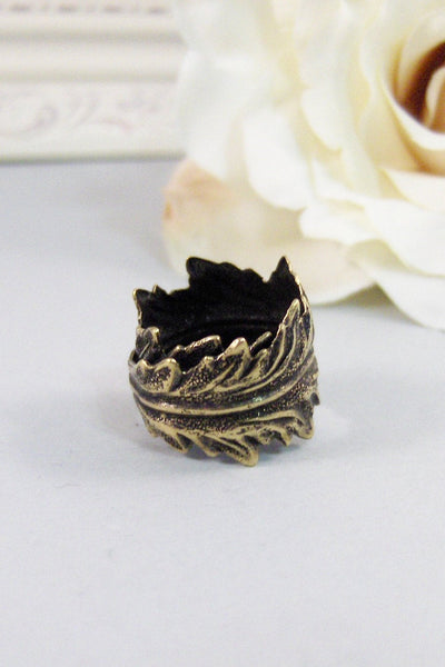 Bass Leaf,Ring,Brass Ring,Brass Blossom,Ring,Flower Ring,Antique Ring,Antique Brass,Handmade jewelery by valleygirldesigns.