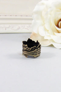 Bass Leaf,Ring,Brass Ring,Brass Blossom,Ring,Flower Ring,Antique Ring,Antique Brass,Handmade jewelery by valleygirldesigns.