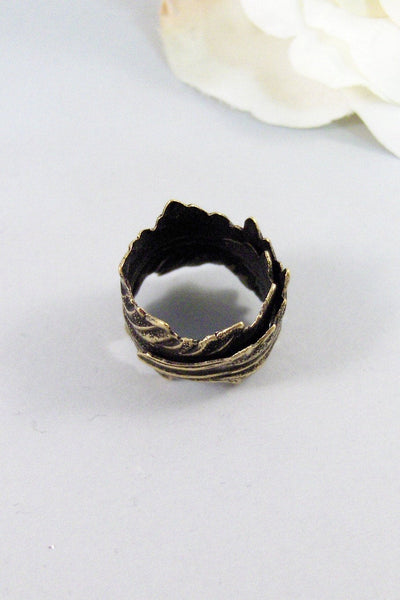 Bass Leaf,Ring,Brass Ring,Brass Blossom,Ring,Flower Ring,Antique Ring,Antique Brass,Handmade jewelery by valleygirldesigns.