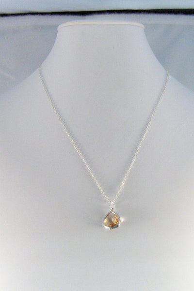 Sparkle Peach,Necklace,Silver Necklace,Peach Necklace,Peach,Sterling Silver,Peach,Wedding. Handmade jewelery by valleygirldesigns.
