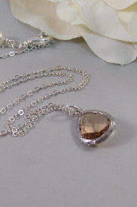 Sparkle Peach,Necklace,Silver Necklace,Peach Necklace,Peach,Sterling Silver,Peach,Wedding. Handmade jewelery by valleygirldesigns.
