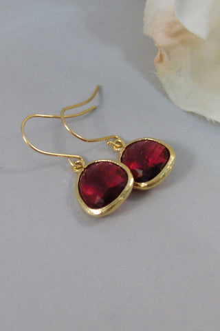 SALE Isadora's Rubies. Gold Earrings,Ruby,Ruby Earrings,Bride,Wedding,July,,Birthstone,Crystal. Handmade jewelery by Valleygirldesigns.